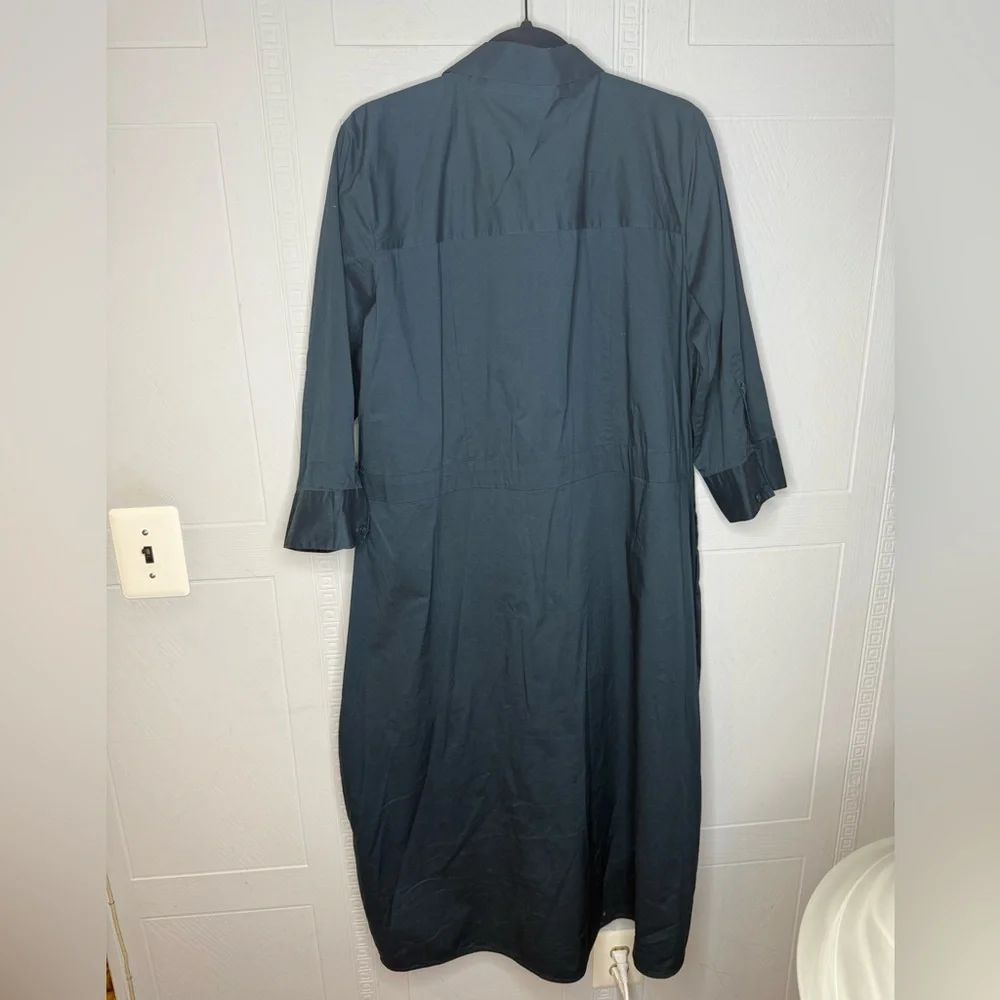 Universal Standard Asymmetric Shirtdress Cotton Blend Teal Medium 18-20 EUC - Picture 2 of 13